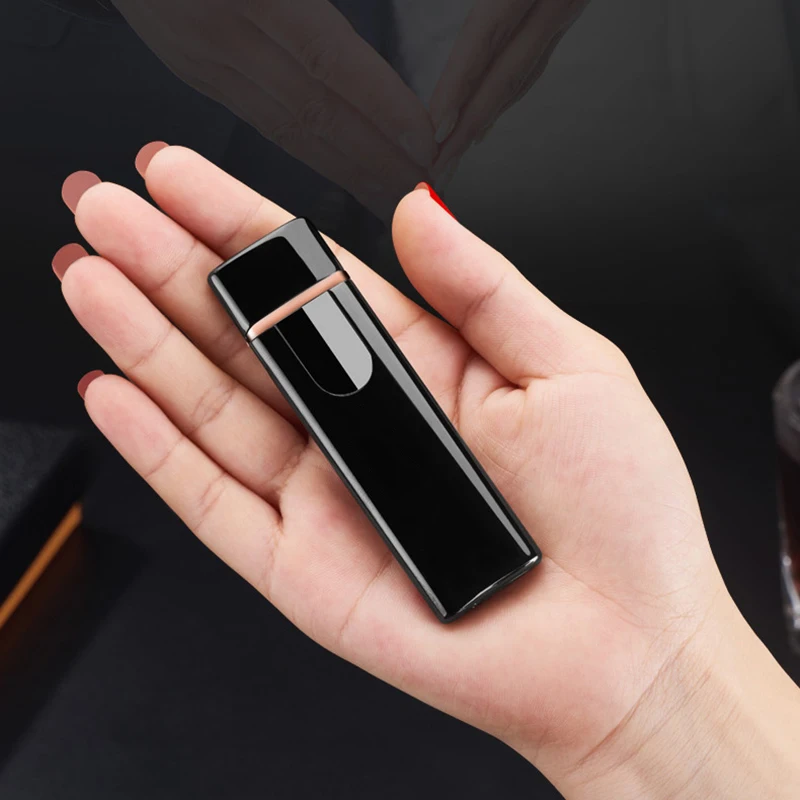 Сенсорный индукционный переключатель зажигания USB Зажигалка Ветрозащитная беспламенная перезаряжаемая электронная двухсторонняя Зажигалка плазменная