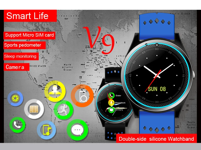 Smartch Bluetooth Smart Watch V9 DZ09 With Camera Smartwatch Pedometer Health Sport MP3 Clock Hours Men Women For And | Электроника