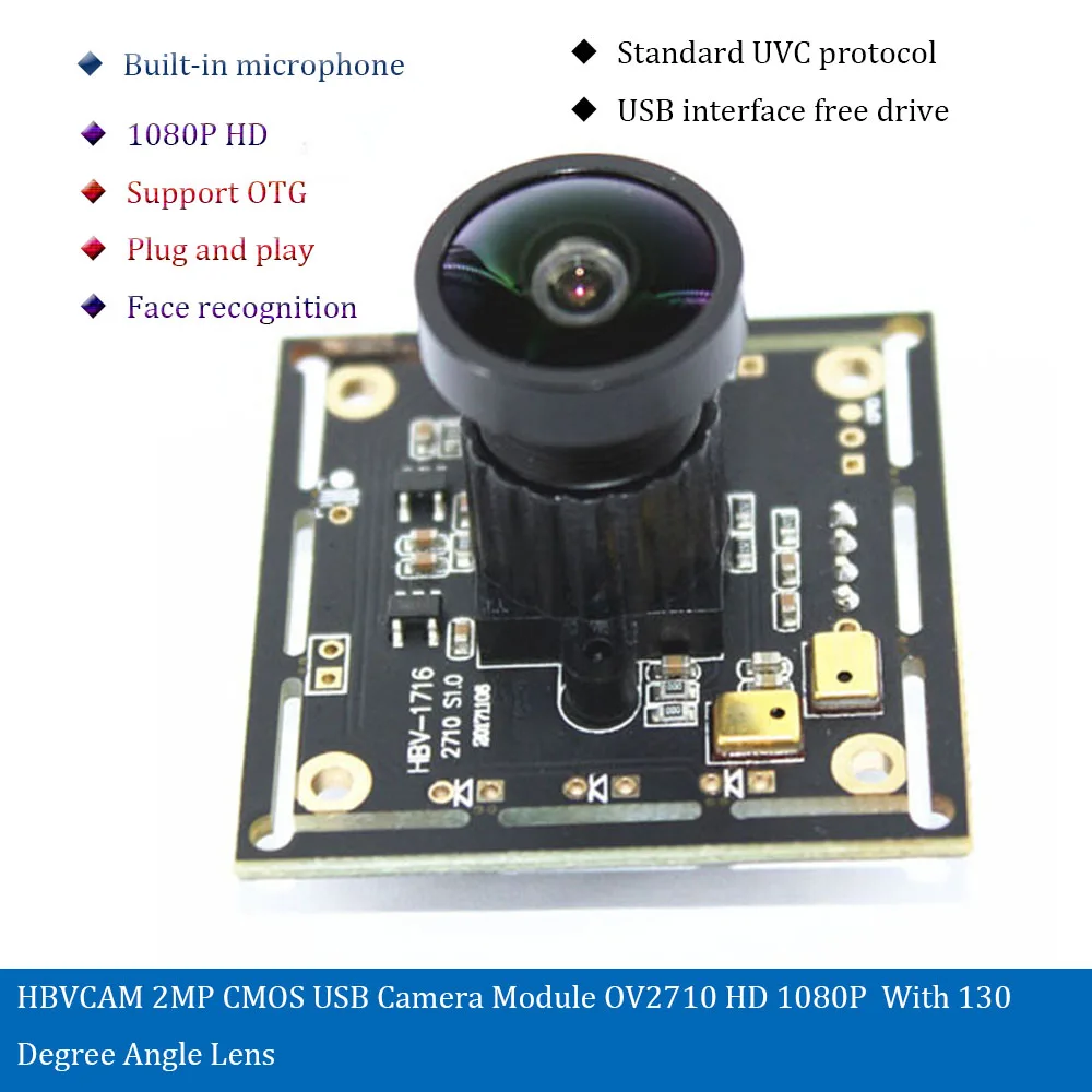 HBVCAM 2MP CMOS USB модуль камеры 1/2. 7 дюймов оптический формат Ov2710 HD 1080P с углом обзора 130