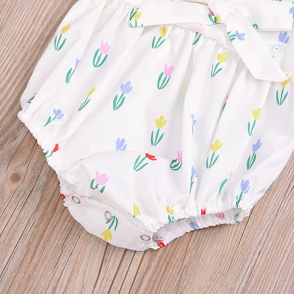 Комбинезон для маленьких девочек Летний комбинезон без рукавов с цветочным