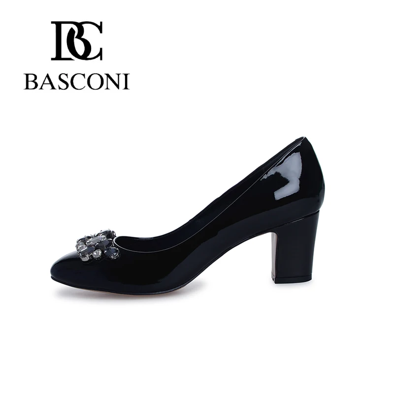 Бесплатная доставка basconi круглый нос мода натуральная лакированная кожа