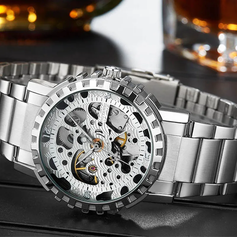 OUYAWEI Топ Для мужчин S Деловые часы Роскошные брендовые модные полые Дизайн