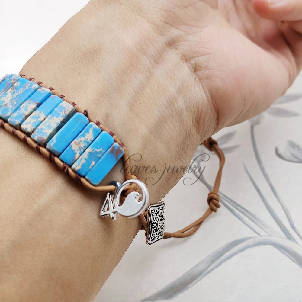 handmade dropshipping boho wrap bracelet for women Leather rope Natural stone Fancy | Украшения и аксессуары