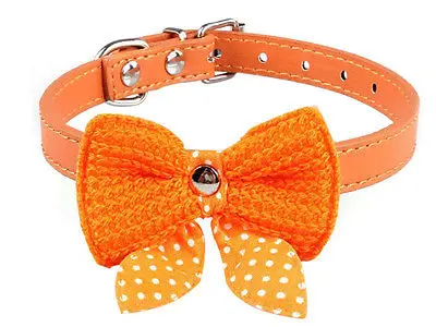 Ошейники для кошек из искусственной кожи розовый красный бант мягкий воротник