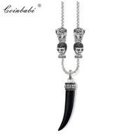 necklace tiger tooth trendy gift for women men europe style rebel bead 925 sterling silver fashion jewelry wholesale