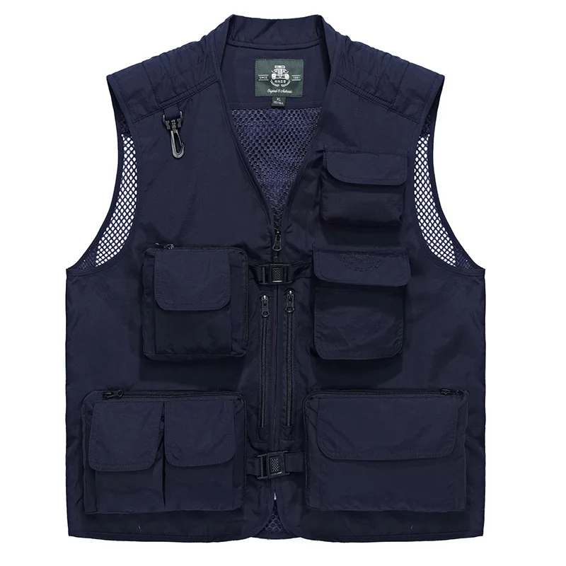 Новые модные летние много карман сетка жилет Для мужчин быстросохнущая жилеты