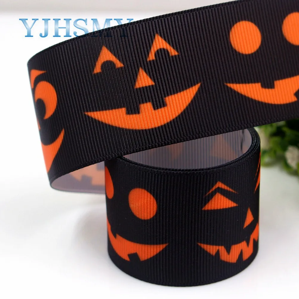 Ленты гроздья Halloween с принтом для рукоделия, изготовления аксессуаров для волос и упаковки свадебных подарков, 38 мм, 5 ярдов.