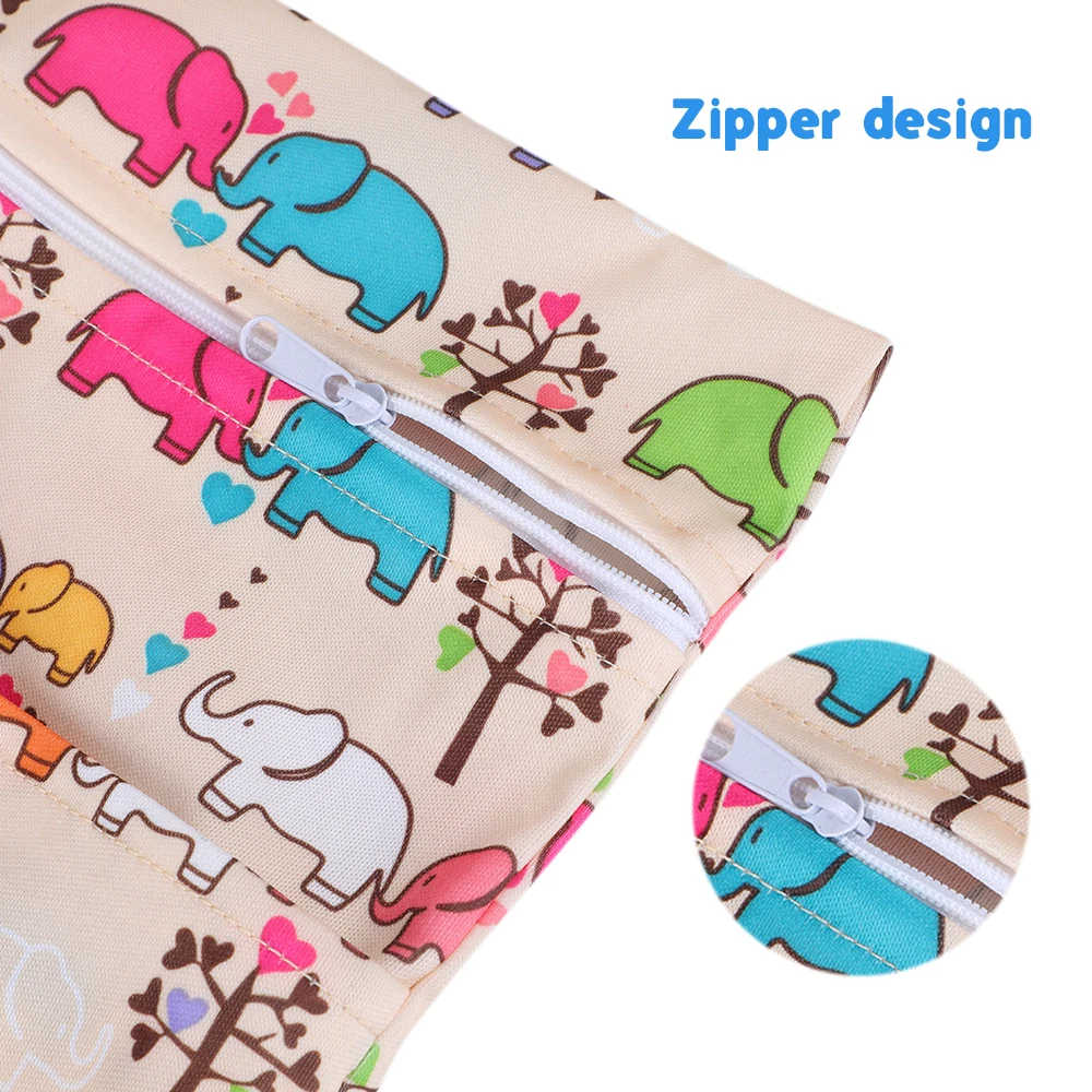 Shujin Печатные Детские Пеленки сумки двойной влажный/сухой мешок на молнии