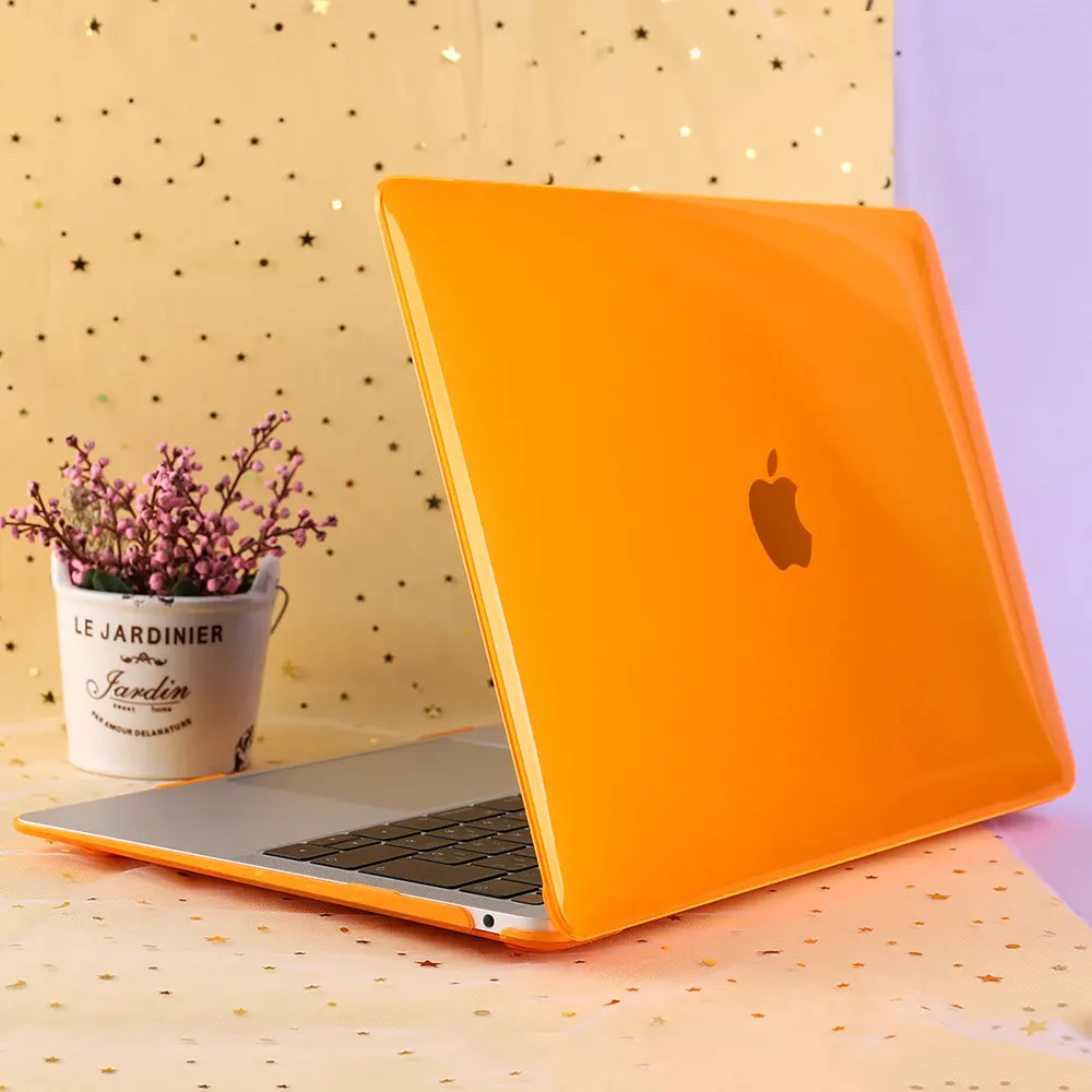 Crystal orange Прозрачный кристально чистый чехол для Macbook Air Pro retina 11 12 13 15 16 дюймов Touch Bar/Touch ID A2141 A1932 A1989 A2159 - Цвет: Crystal orange
