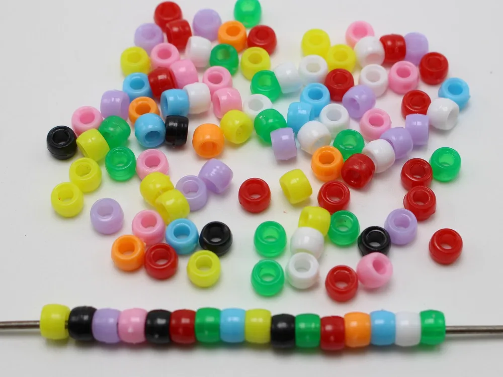 1000 karışık renk akrilik küçük varil boncuk 6X4mm çocuklar Kandi zanaat