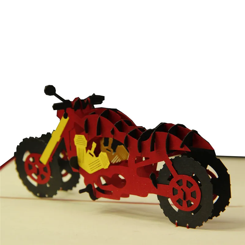 3D ручной работы лазерная резка Вырезка мотоцикл Бумага приглашение открытка