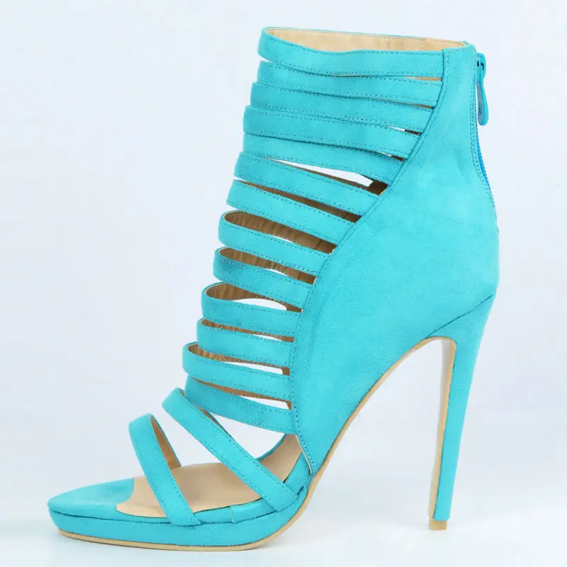 

Sky Blue High Heels Women Sandal Gladiator Style Summer Shoes Women Platform Open Toe Thin Straps Stilettos Heel Plus Size