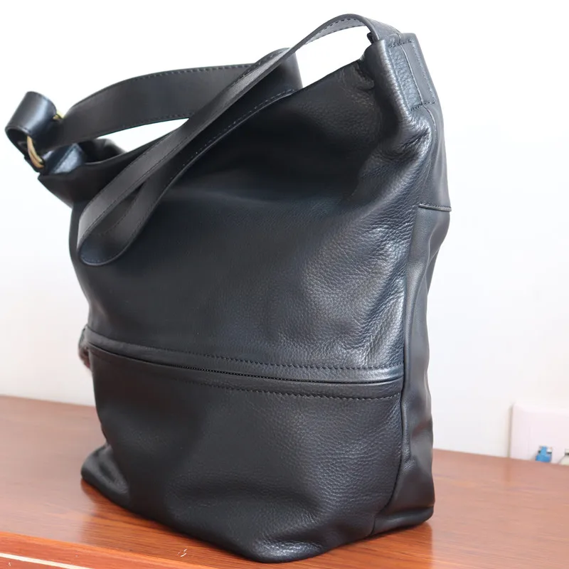 Брендовая вместительная сумка-мешок из натуральной кожи женские сумки на плечо с