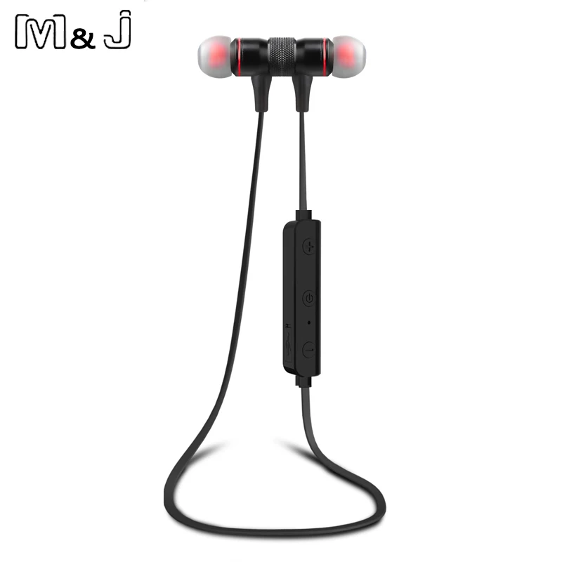 Магнитные беспроводные наушники M & J M9 для бега Bluetooth вкладыши с шумоподавлением