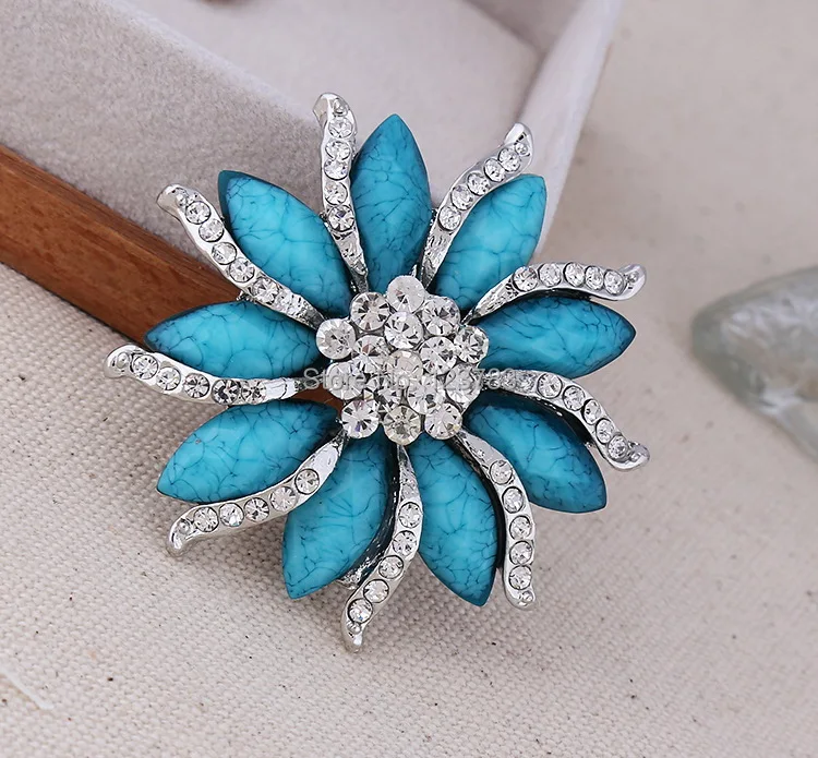 Новинка 2017 модная Нежная брошь из горного хрусталя смолы геометрический цветок