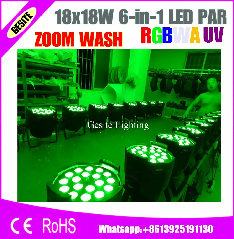Заводская цена DMX Wash Par Can 6in1 RGBWAUV 18x18w LED Zoom | Лампы и освещение