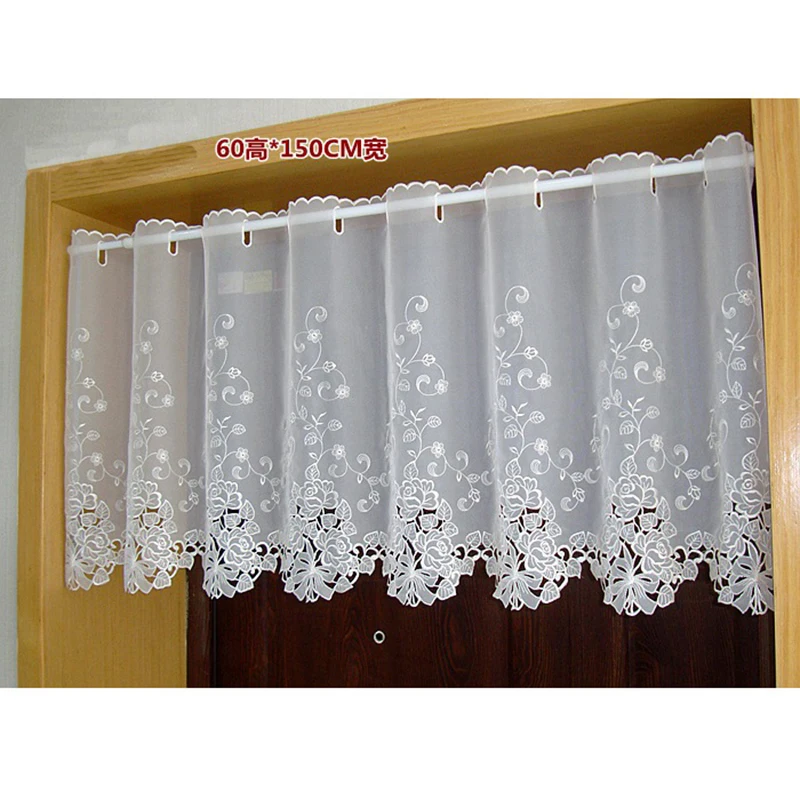 Вуаль Тюлевая занавеска сельская полузанавеска вышитая оконная С кружевной