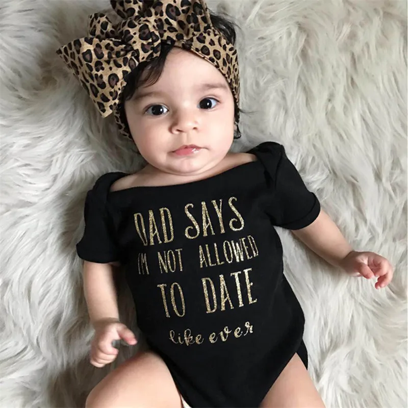 

New Baby Children's Summer Black Short Sleeved Sets With Leopard Print Head Band For Newborns 0-24M Children's Clothes