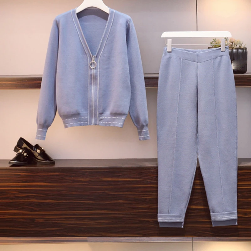 Женский трикотажный брючный костюм весенний комплект из 2 предметов свитер с