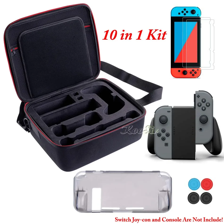 10 in 1 set Чехол для переноски из ТПУ и защитная пленка для экрана и ручка для джойстика - Цвет: 10 in 1 set