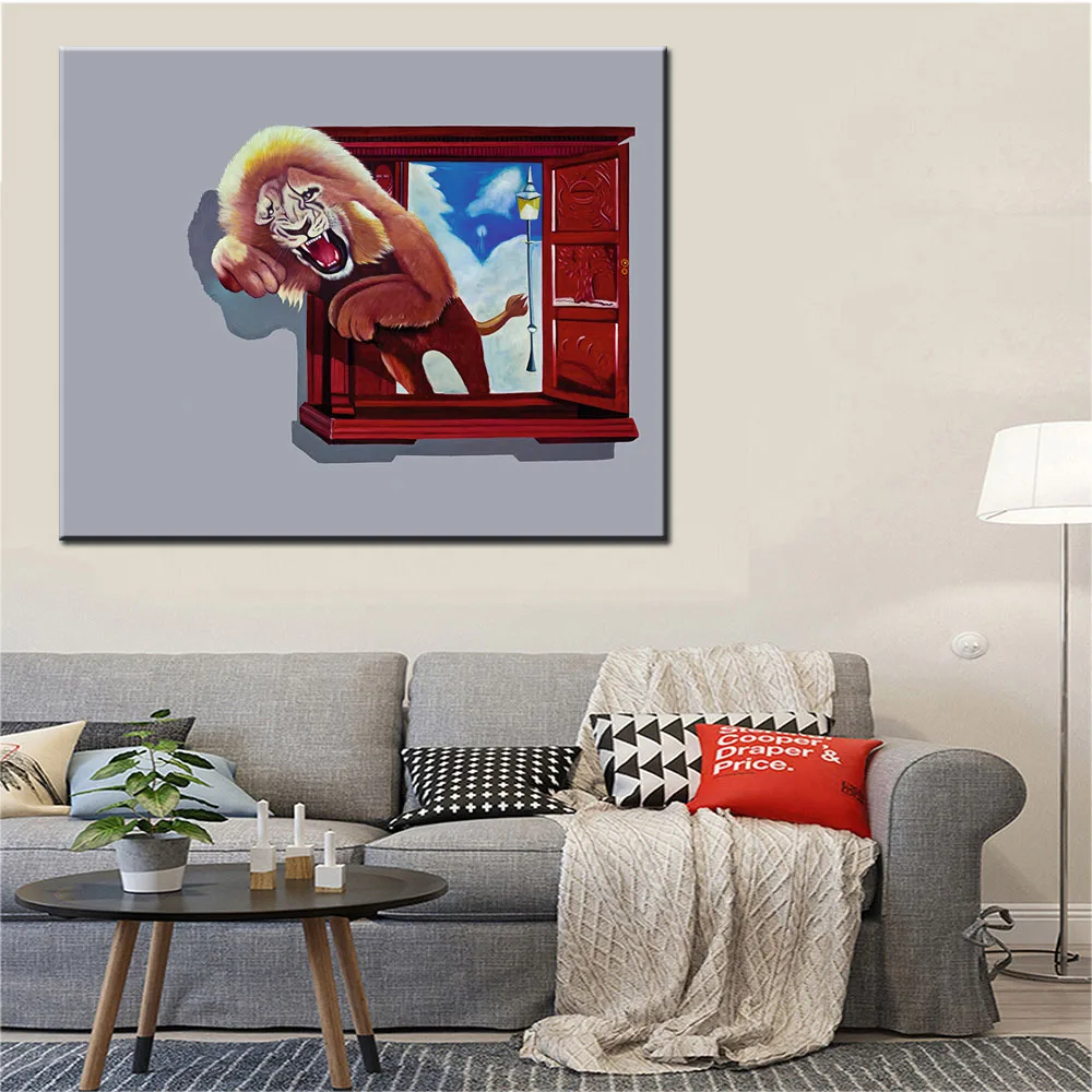 3D картина маслом для гостиной декор с принтом острых Львов современные животные