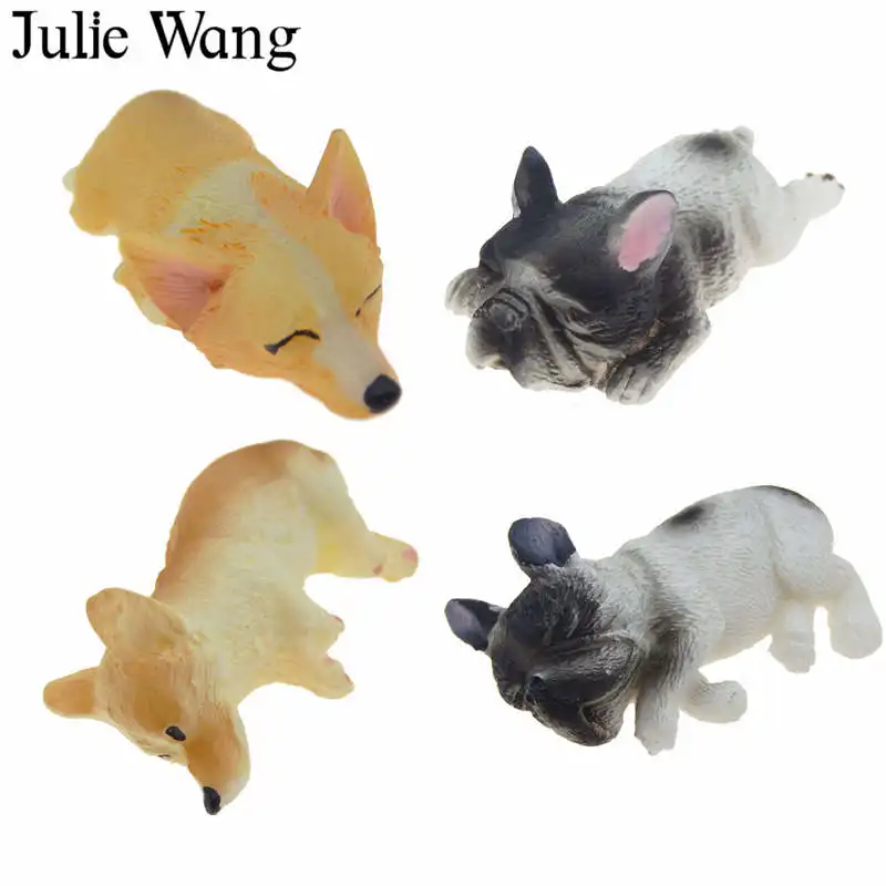 Julie Wang 2 шт. полимерная собака корги мопса искусственное животное ювелирные