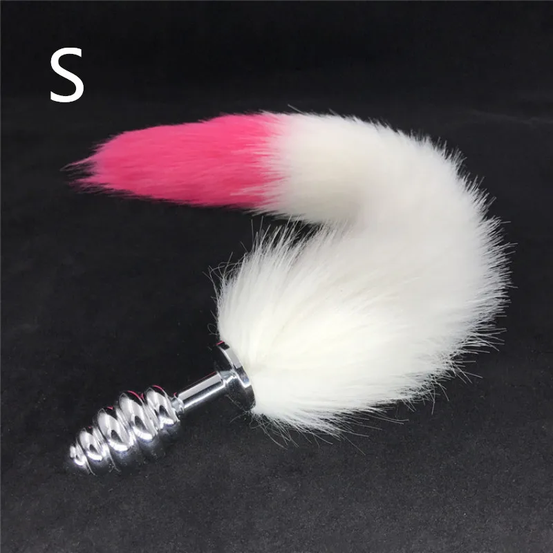 Fox Tail Anal Plug Stainless Steel Beads Butt White with Pink Dilator Sex Toys for Couples Gift H8-84C | Красота и здоровье