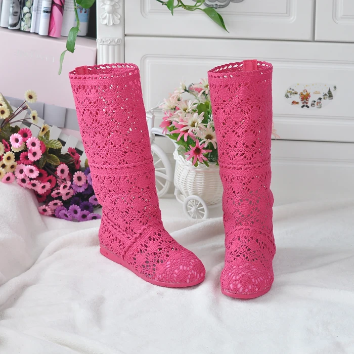 Женские высокие сапоги дышащие сетчатые с перфорацией для девушек и женщин весна