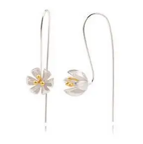 

2016 New arrival trendy fashion marguerite design 925 sterling silver long earrings jewelry wholesale Valentines Gift