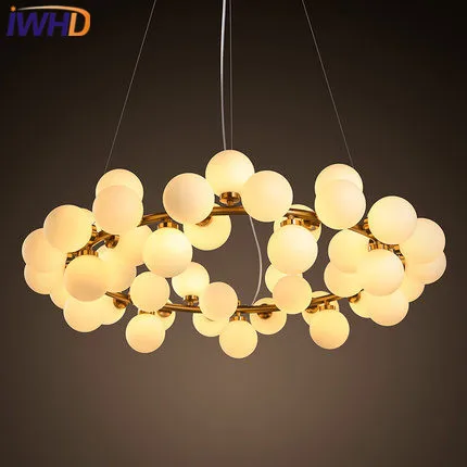 

IWHD 25 Heads Lampen Iron Modern Pendant Light Fixtures Glass Ball LED Hanging Lamp Home Lighting Luminaire Suspendu Lustre