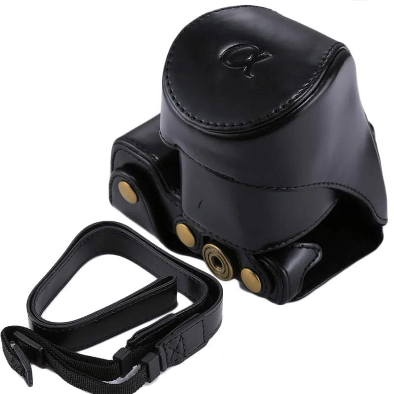Black PULUZ для sony NEX 5N чехол для камеры полный корпус из искусственной кожи чехол сумка 16-50 мм/18-55 мм объектив Защитная крышка ремешок для sony NEX 5R 5T - Цвет: Black