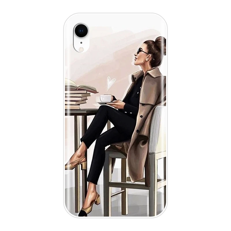 Phone Case For iPhone X XR XS MAX 8 7 6S 6 S Soft Silicone Girl Boss Pink Women Cartoon Back Cover Plus |