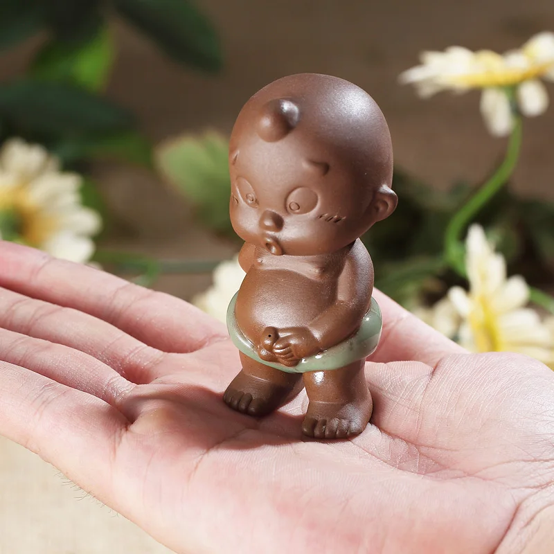 Креативная кукольная игрушка из фиолетовой глины Исин zisha, чай для домашних животных, хрустящая глазурь, фарфоровый чай geyao, забавная маленькая статуя для мальчиков
