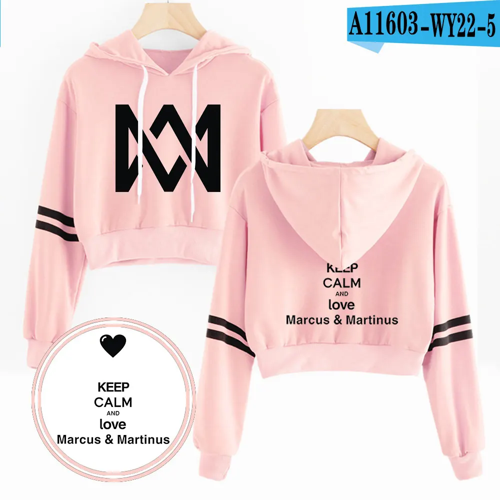 Marcus and Martinus Navel Hoodies Hip Hop New Casual Fashion women Hoodies Outwear High Street Marcus& Martinus Sexy Sweatshirt - Цвет: Pink