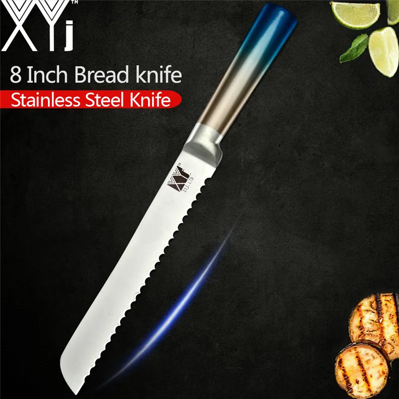 8 inch Bread XYj шеф-поварская овощерезка Santou, нож для очистки овощей, кухонный нож из нержавеющей стали, супер острое лезвие, кухонные столовые приборы, 3Cr13mov, высокоуглеродистая - Цвет: 8 inch Bread