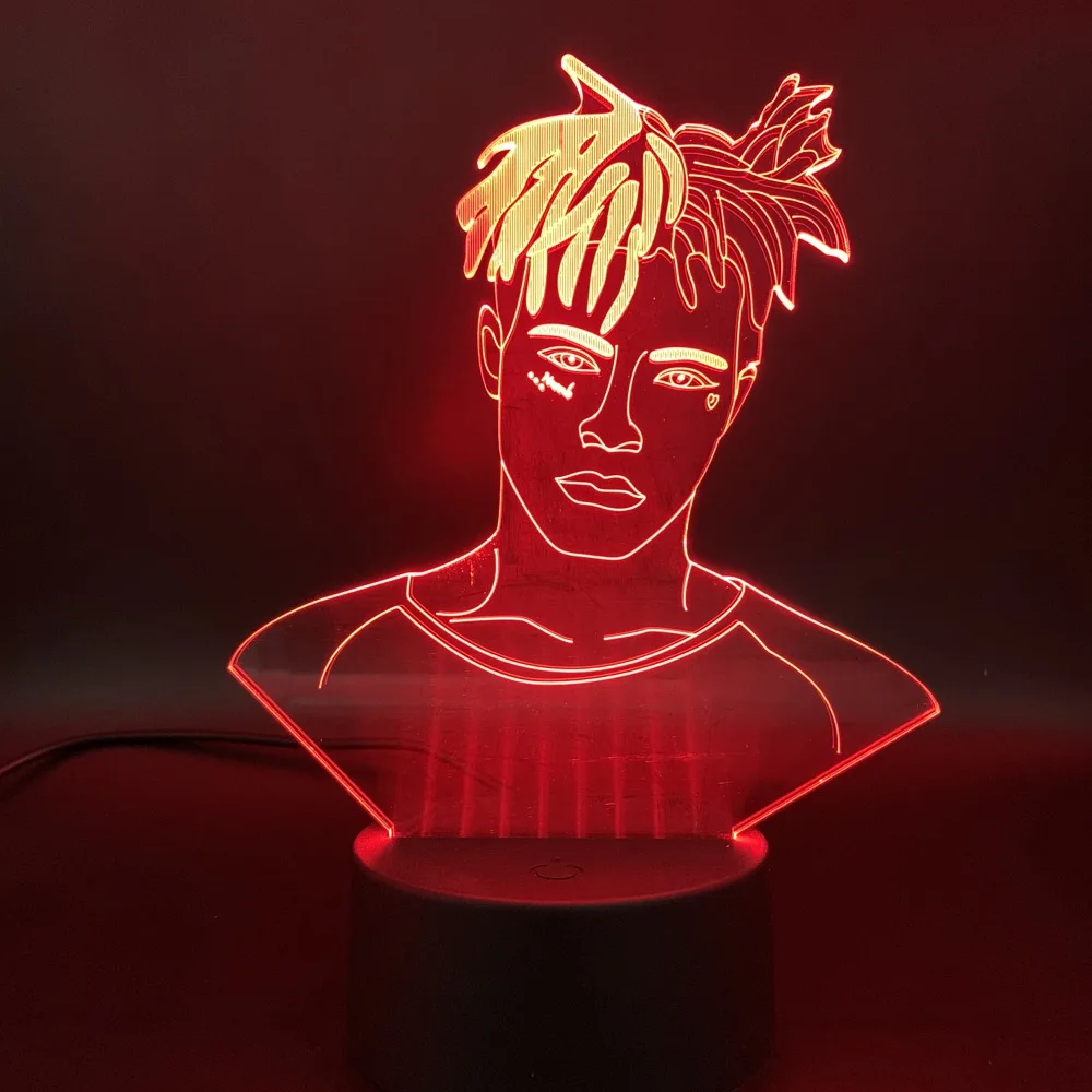 3d светодиодный Ночной светильник, певица XXXTentacion, фигурка, ночной Светильник для детской комнаты, декоративный светильник Jahseh Dwayne Onfroy, лампа 3D