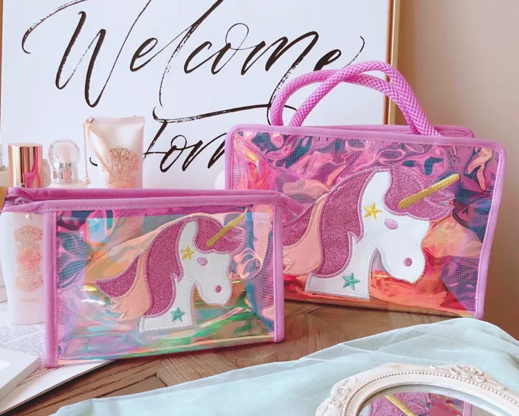 Unicorn Мультяшный медведь Даффи стеллалу единорог; Фламинго Хелло Китти моя мелодия Дональд Дак тряпичный Кошелек Макияж мешок пляжные сумки - Цвет: Unicorn