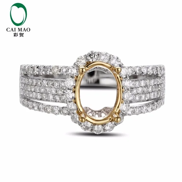 CaiMao овальным вырезом кольцо Маунт Semi Настройки и 0.68ct АЛМАЗ 18 К белого и желтого золота драгоценных камней Обручение кольцо Fine ювелирные изделия