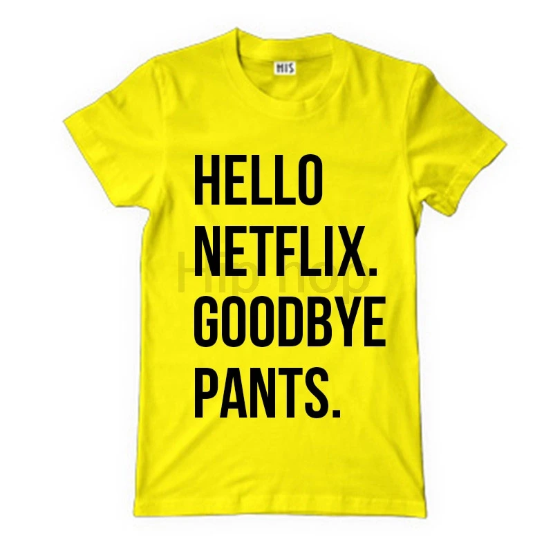 Привет Netflix штаны футболка женская унисекс с круглым вырезом И Chill ленивая много
