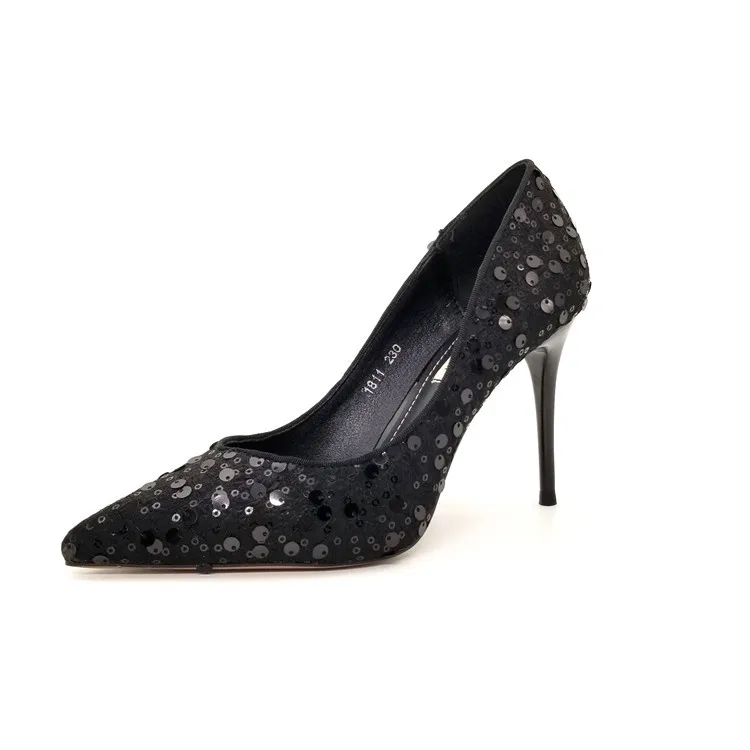 

2019 NEW Crystal Fashion Sexy Stiletto Women Pumps Wedding Shoes Women Pointed toe Bridal Pumps High Heels 10cm OL Ladies Shoes