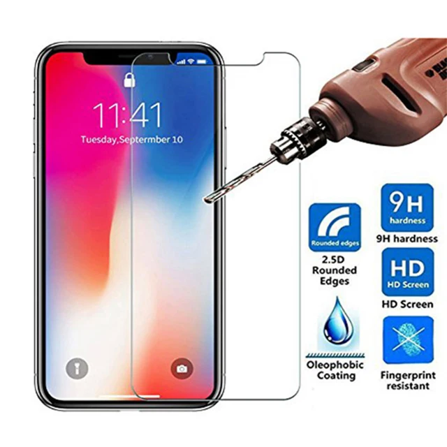 100 шт DHL нормальное закаленное стекло для iPhone X XS MAX XR защита экрана Защитное 6 7 8 Plus +