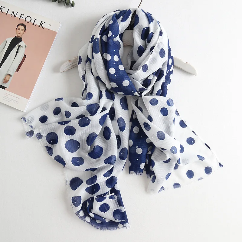 

2018 Fashion Women Polka Print Fringe Scarf Long Cotton Voile Dot Spot Pattern Shawls Wrap Hijab Muffler Free Shipping