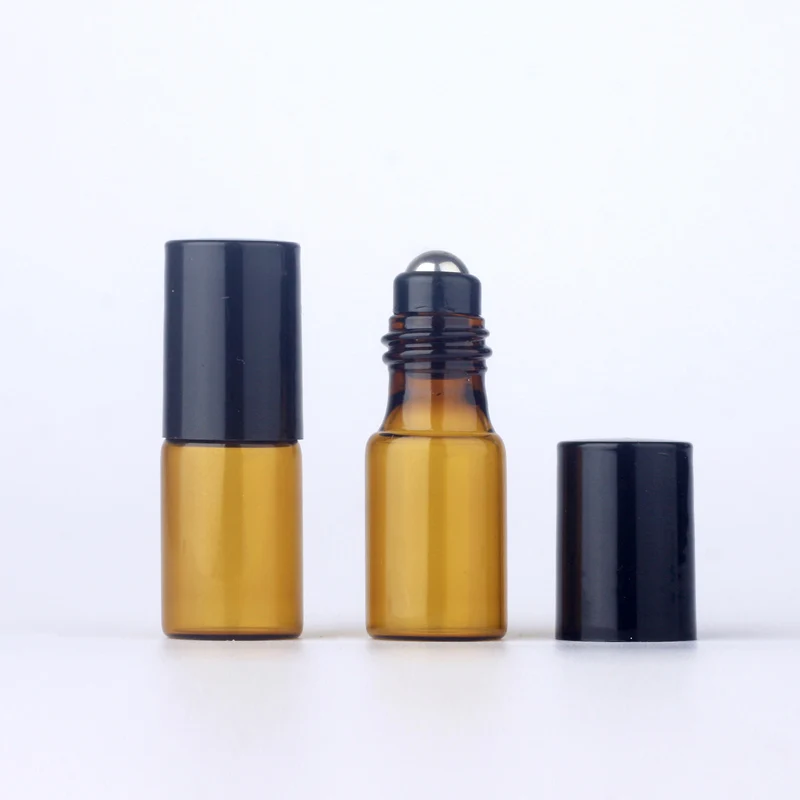 3ml STEEL ball 100 шт./лот, 3 мл, мини-Бутылочки для эфирного масла, многоразовая роликовая бутылка, коричневая стеклянная бутылка, пустая парфюмерная бутылка - Цвет: 3ml STEEL ball