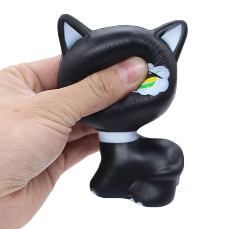 Kawaii Black Kitty Cat Мягкий имитационный хлеб Ароматические игрушки для снятия стресса для маленьких детей вечерние подарки на Рождество 11x7x6 см