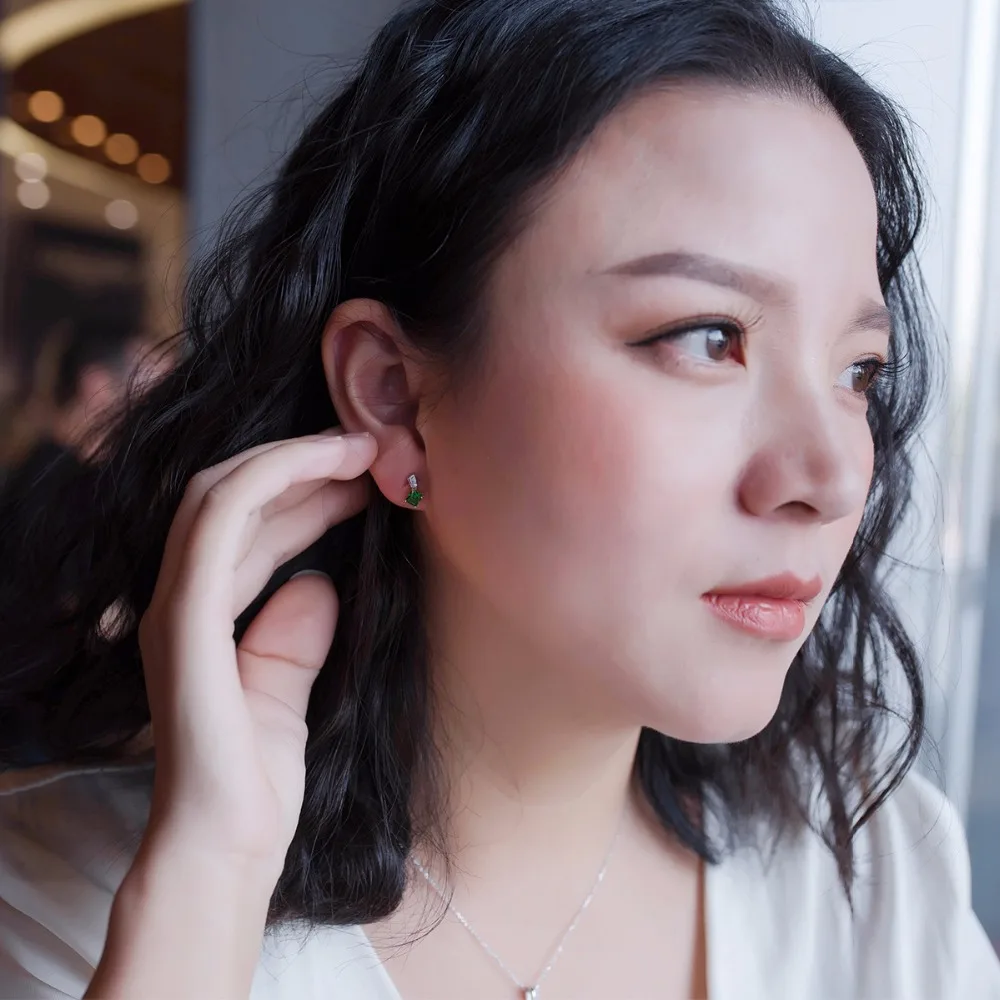 Женские серьги из серебра 100% пробы с изумрудом|boutique|earringsboutique jewelry |