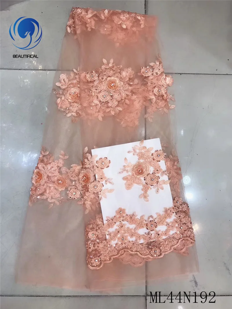 

BEAUTIFICAL African Tulle Lace Mesh Fabric Embroidery Dresses Rhinestones French Mesh Fabric Lace ML44N192