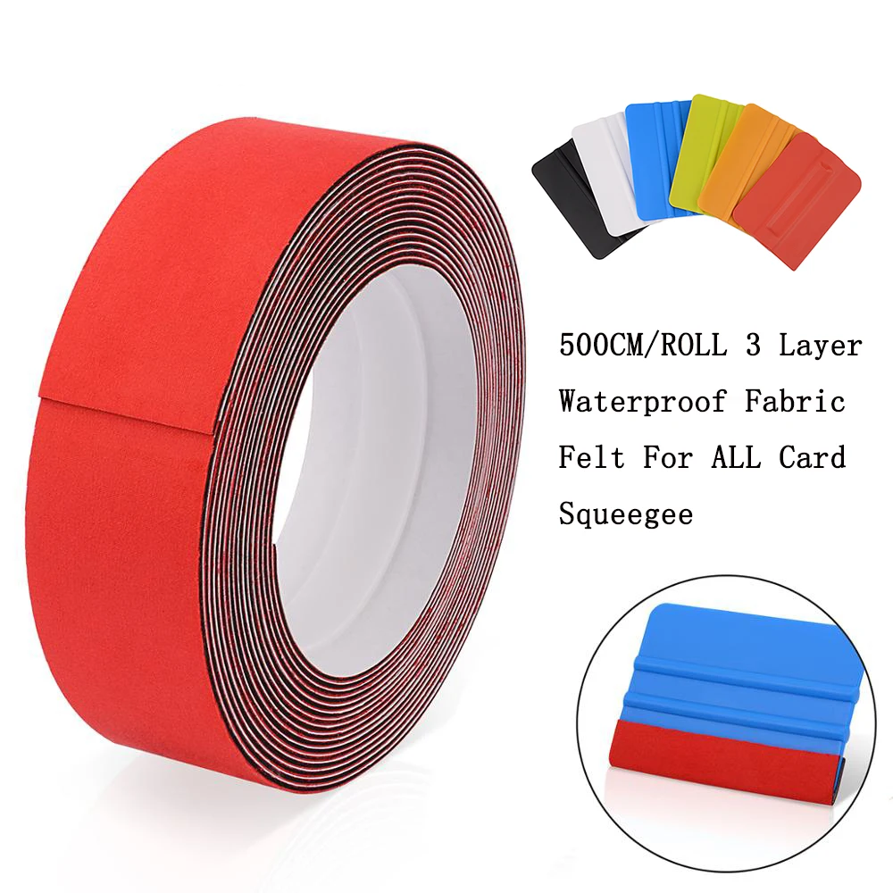 EHDIS 1/5M 3-Layers Fabric Felt Cloth Tape For Wrapping Car Squeegee Scraper Carbon Foil Film Vinyl Applicator Tool Accessories