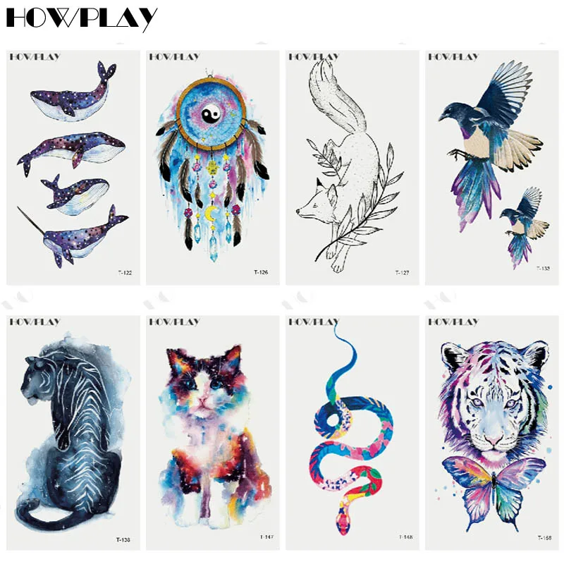 Новинка 2019 стильные Временные татуировки водостойкие мужские в виде животных