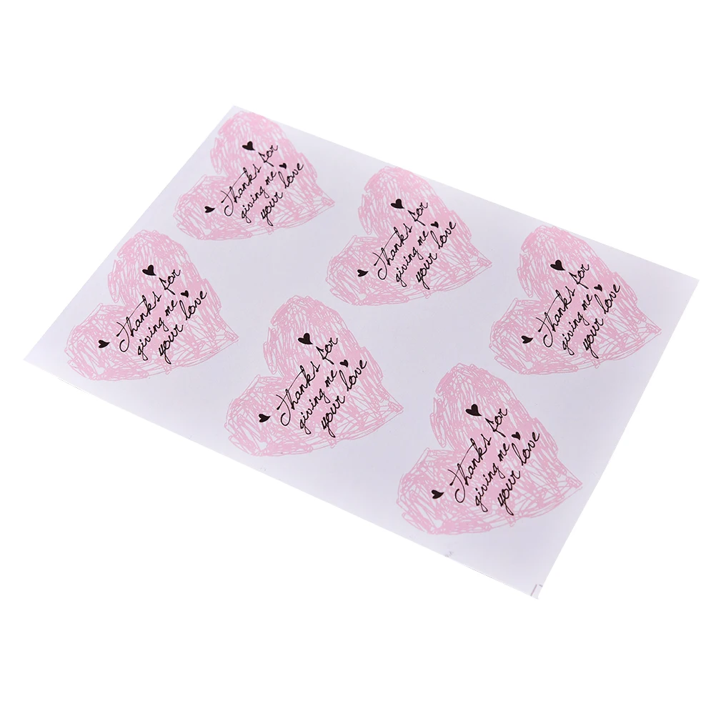 Наклейки в форме сердца (2 листа) 12 * Наклейка для этикеток розовый спасибо за