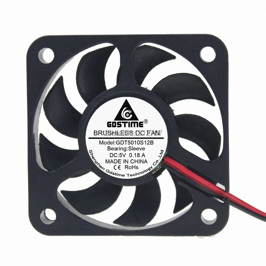 5 шт. Gdstime 2Pin DC 5В 50x50x10 мм 50 см 5010 Бесщеточный вентилятор охлаждения для чехла|brushless